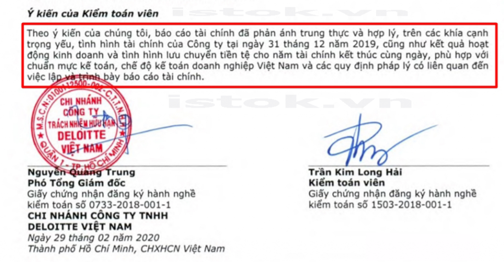 Ý Kiến Của Kiểm Toán Về Báo Cáo Tài Chính Công Ty